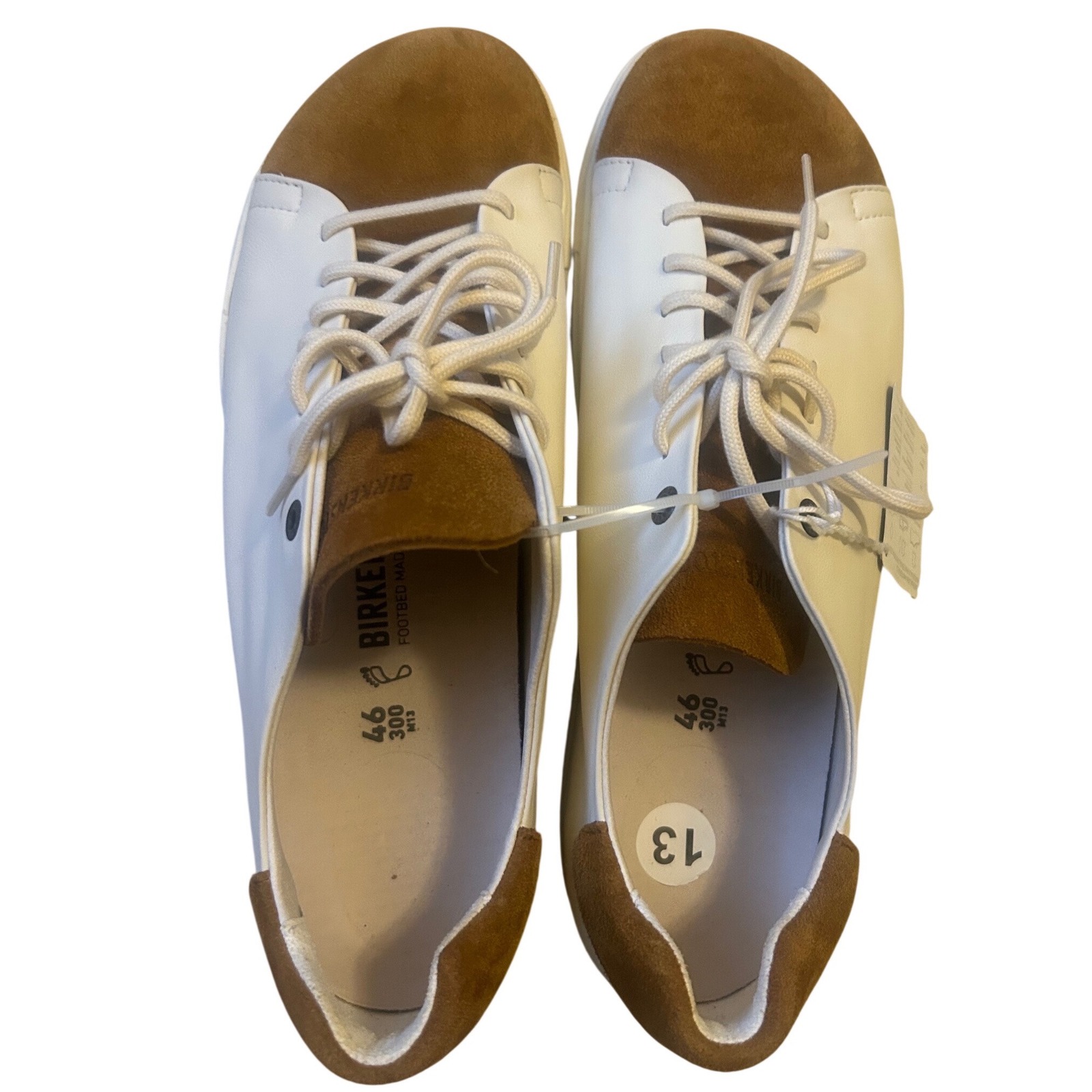 Birkenstock Bend Low Sneakers Mens 13 White Brown Leather Suede Comfort Shoes